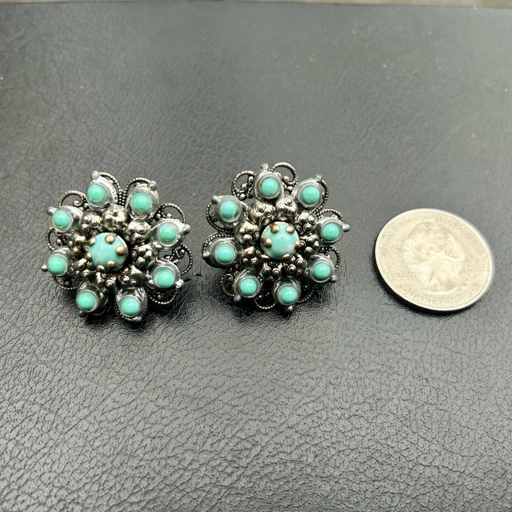 Silver and Turquoise Clip-on Earrings
